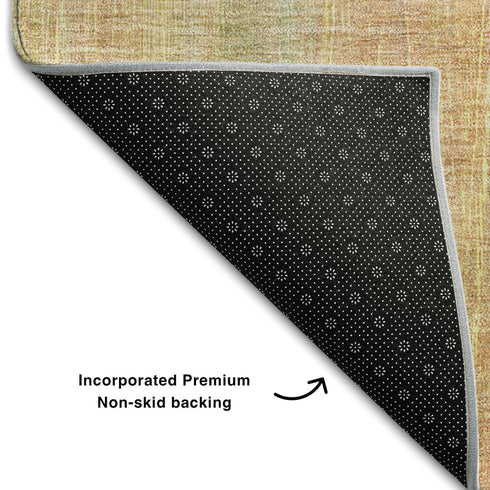5' X 8' Blush And Gold Striped Washable Area Rug With UV Protection