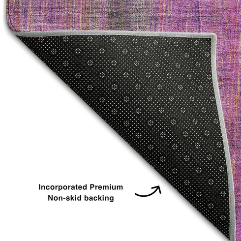 5' X 8' Lilac And Blush Striped Washable Area Rug With UV Protection