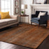 9' X 12' Rust And Gray Striped Washable Area Rug With UV Protection