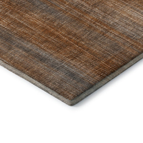 9' X 12' Rust And Gray Striped Washable Area Rug With UV Protection