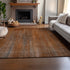 9' X 12' Rust And Gray Striped Washable Area Rug With UV Protection