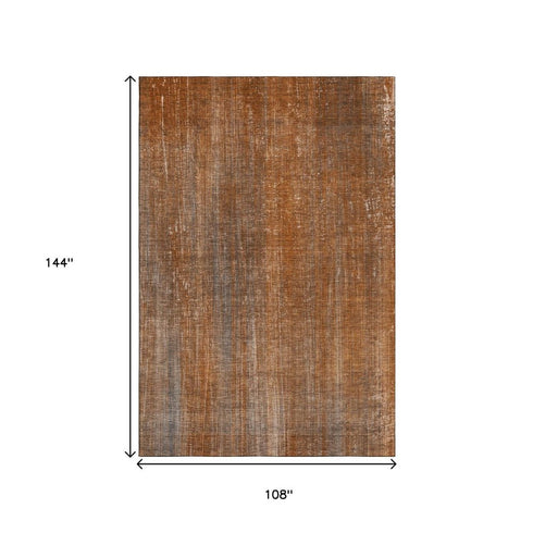 9' X 12' Rust And Gray Striped Washable Area Rug With UV Protection