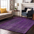 9' X 12' Purple And Ivory Striped Washable Area Rug With UV Protection