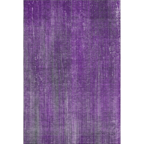 9' X 12' Purple And Ivory Striped Washable Area Rug With UV Protection