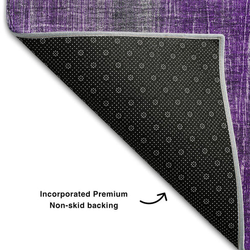 9' X 12' Purple And Ivory Striped Washable Area Rug With UV Protection