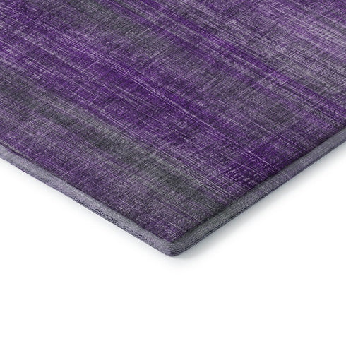 9' X 12' Purple And Ivory Striped Washable Area Rug With UV Protection