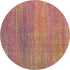 8' Red Yellow And Orange Striped Washable Round Rug With UV Protection