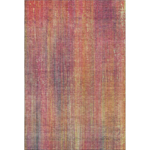 9' X 12' Red Yellow And Orange Striped Washable Area Rug With UV Protection