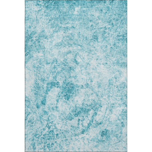 5' X 8' Teal And Ivory Abstract Washable Area Rug With UV Protection