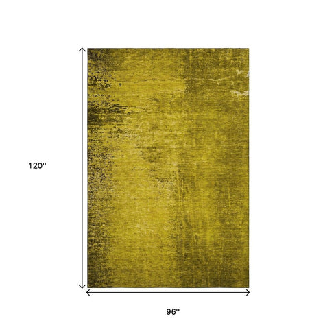 8' X 10' Gold And Gray Abstract Washable Area Rug With UV Protection