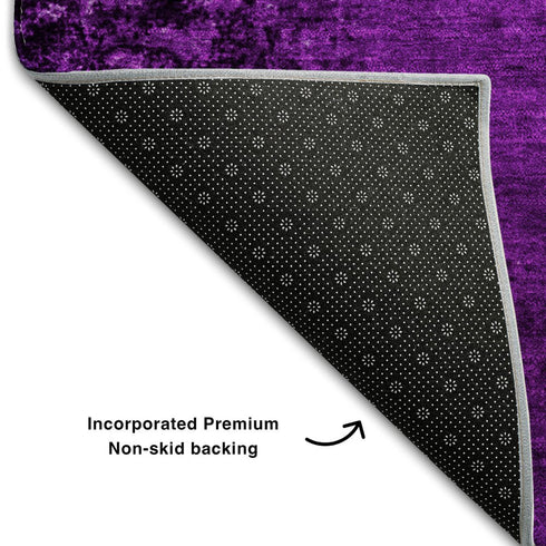 8' X 10' Purple And Gray Abstract Washable Area Rug With UV Protection