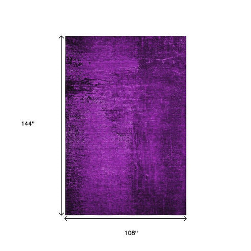 9' X 12' Purple And Gray Abstract Washable Area Rug With UV Protection