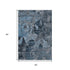 5' X 8' Denim Blue And Gray Abstract Washable Area Rug With UV Protection