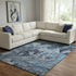 8' X 10' Denim Blue And Gray Abstract Washable Area Rug With UV Protection