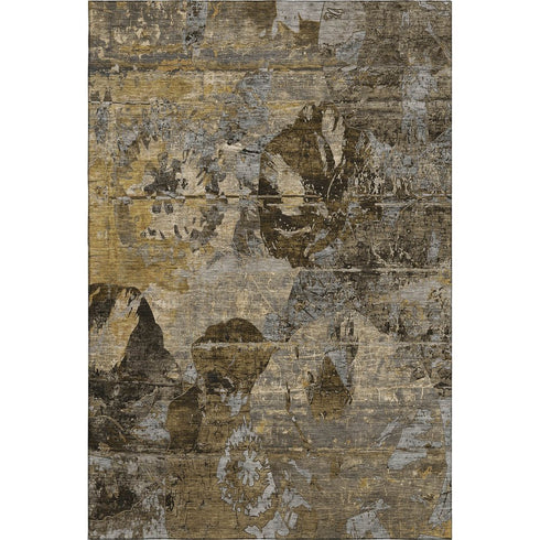 5' X 8' Coffee And Gray Abstract Washable Area Rug With UV Protection