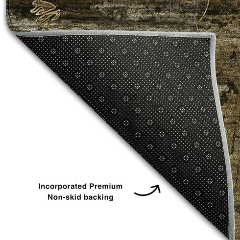 5' X 8' Coffee And Gray Abstract Washable Area Rug With UV Protection