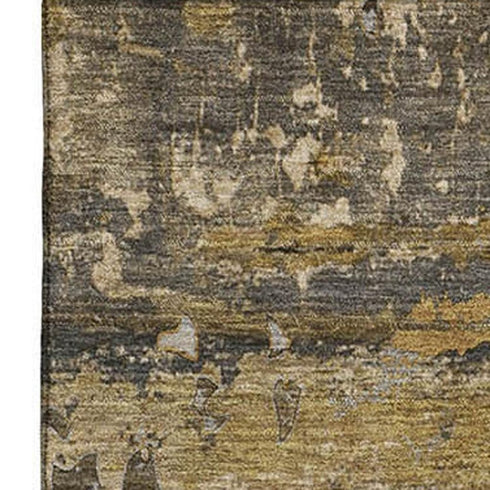 5' X 8' Coffee And Gray Abstract Washable Area Rug With UV Protection
