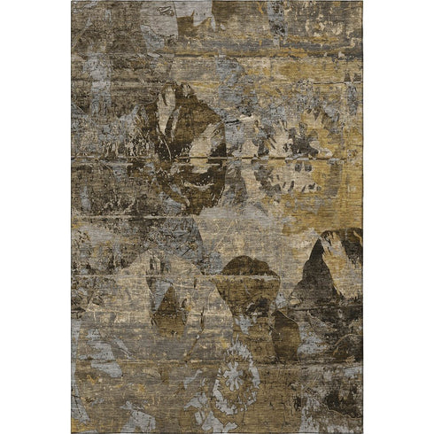 5' X 8' Coffee And Gray Abstract Washable Area Rug With UV Protection