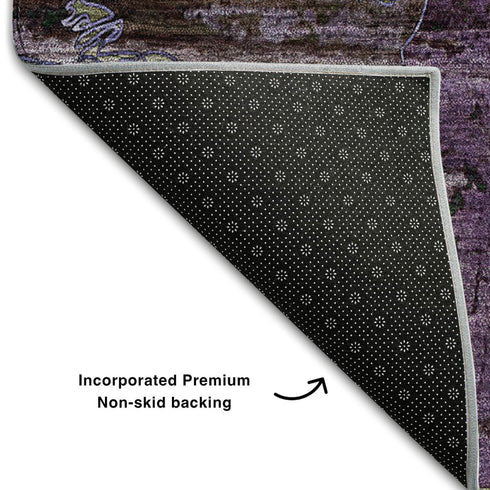 5' X 8' Purple And Gray Abstract Washable Area Rug With UV Protection
