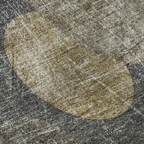 5' X 8' Brown And Ivory Abstract Washable Area Rug With UV Protection