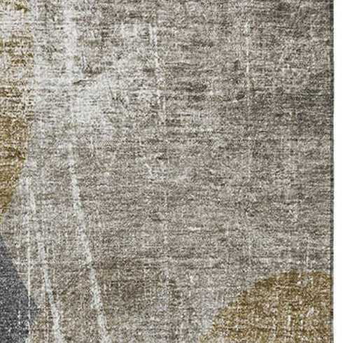 5' X 8' Brown And Ivory Abstract Washable Area Rug With UV Protection