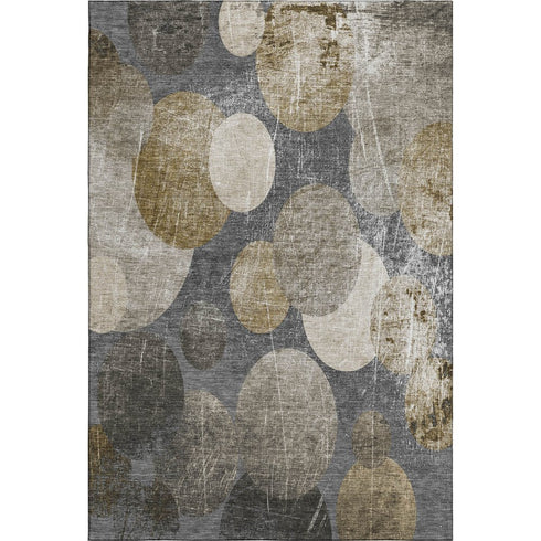 8' X 10' Brown And Ivory Abstract Washable Area Rug With UV Protection