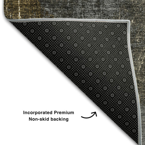 8' X 10' Brown And Ivory Abstract Washable Area Rug With UV Protection