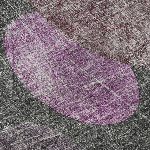 5' X 8' Cabernet And Ivory Abstract Washable Area Rug With UV Protection