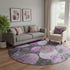 8' Cabernet And Ivory Abstract Washable Round Rug With UV Protection