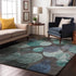 8' X 10' Teal And Gray Abstract Washable Area Rug With UV Protection