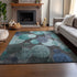8' X 10' Teal And Gray Abstract Washable Area Rug With UV Protection