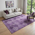 9' X 12' Eggplant And Ivory Floral Medallion Distressed Washable Area Rug With UV Protection