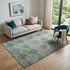9' X 12' Green Blush And Teal Floral Medallion Distressed Washable Area Rug With UV Protection