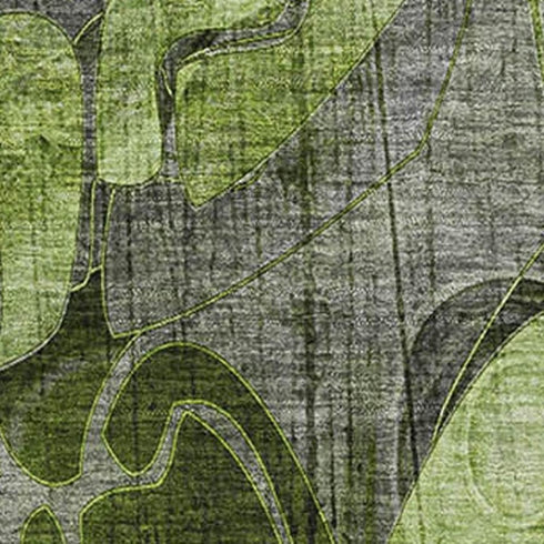 9' X 12' Fern Green And Gray Abstract Distressed Washable Area Rug With UV Protection
