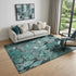 9' X 12' Teal And Gray Floral Washable Area Rug With UV Protection