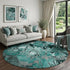 9' X 12' Teal And Gray Floral Washable Area Rug With UV Protection