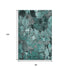 9' X 12' Teal And Gray Floral Washable Area Rug With UV Protection