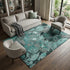 9' X 12' Teal And Gray Floral Washable Area Rug With UV Protection