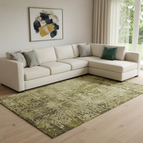 8' X 10' Brown And Ivory Abstract Washable Area Rug With UV Protection