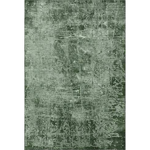 5' X 8' Emerald And Ivory Abstract Washable Area Rug With UV Protection