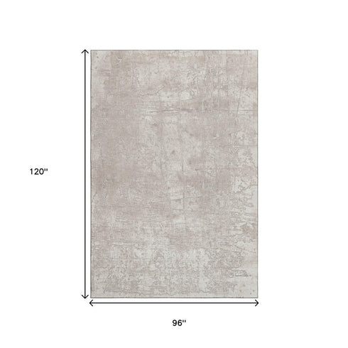 8' X 10' Ivory And Cream Abstract Washable Area Rug With UV Protection