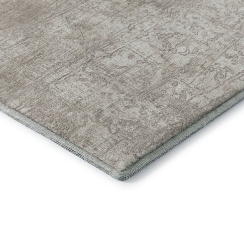 8' X 10' Ivory And Cream Abstract Washable Area Rug With UV Protection