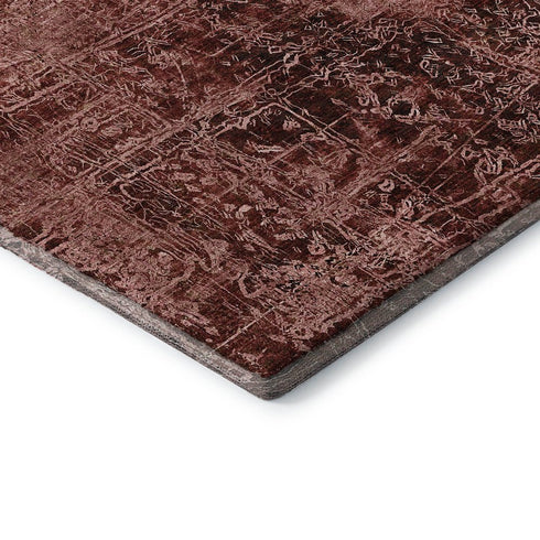 5' X 8' Merlot And Ivory Abstract Washable Area Rug With UV Protection