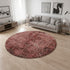 8' Merlot And Ivory Abstract Washable Round Rug With UV Protection