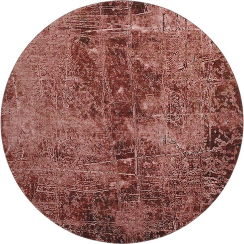 8' Merlot And Ivory Abstract Washable Round Rug With UV Protection