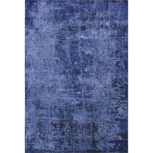 5' X 8' Navy Blue And Ivory Abstract Washable Area Rug With UV Protection