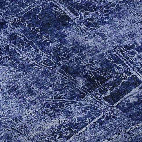 5' X 8' Navy Blue And Ivory Abstract Washable Area Rug With UV Protection