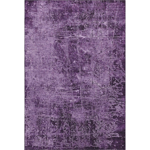 5' X 8' Purple And Ivory Abstract Washable Area Rug With UV Protection