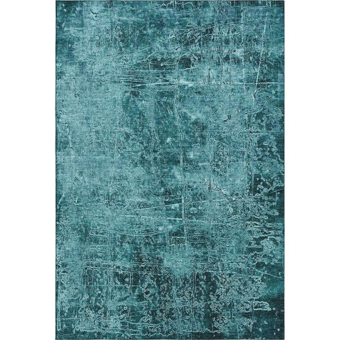 5' X 8' Teal And Ivory Abstract Washable Area Rug With UV Protection