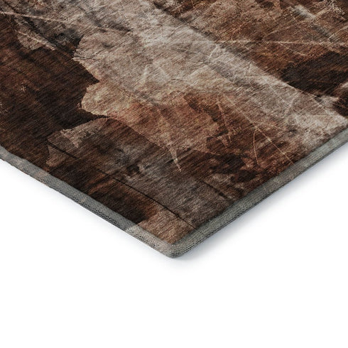 9' X 12' Rust And Ivory Floral Washable Area Rug With UV Protection